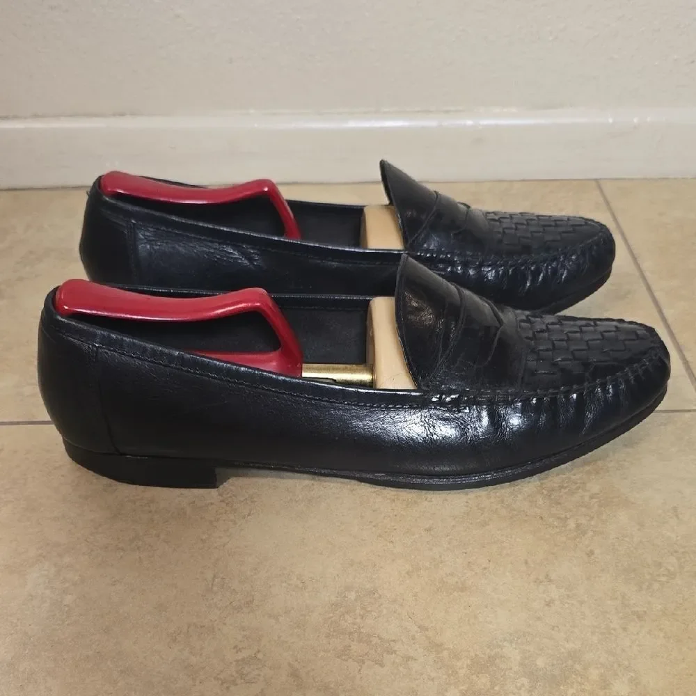 Allen Edmonds Black Woven Leather Loafers